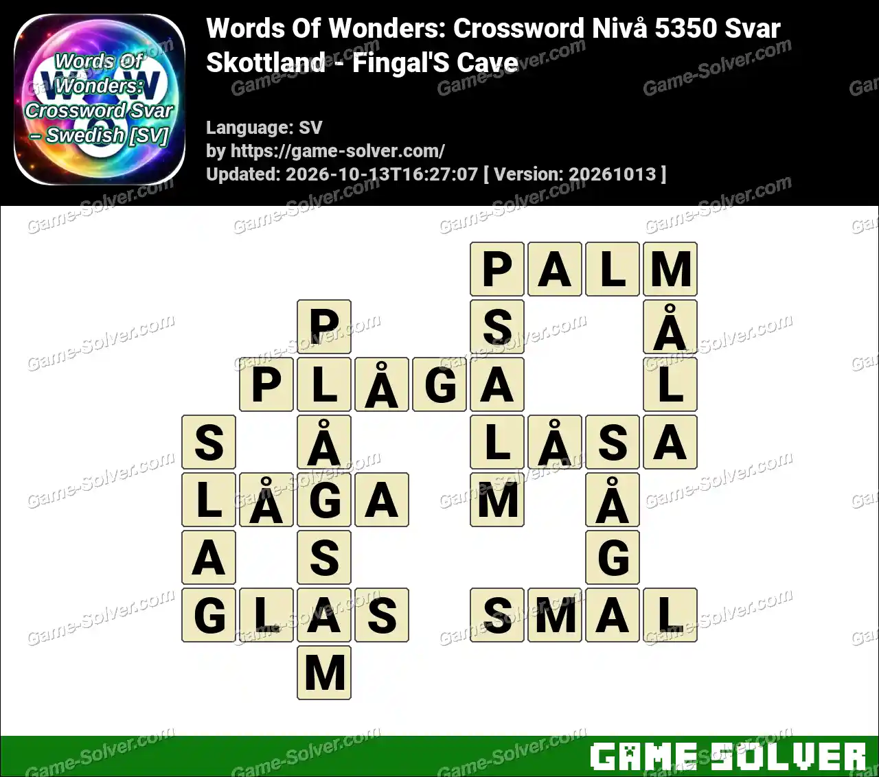 Words Of Wonders: Crossword Nivå 5350 Svar – Skottland – Fingal’S Cave